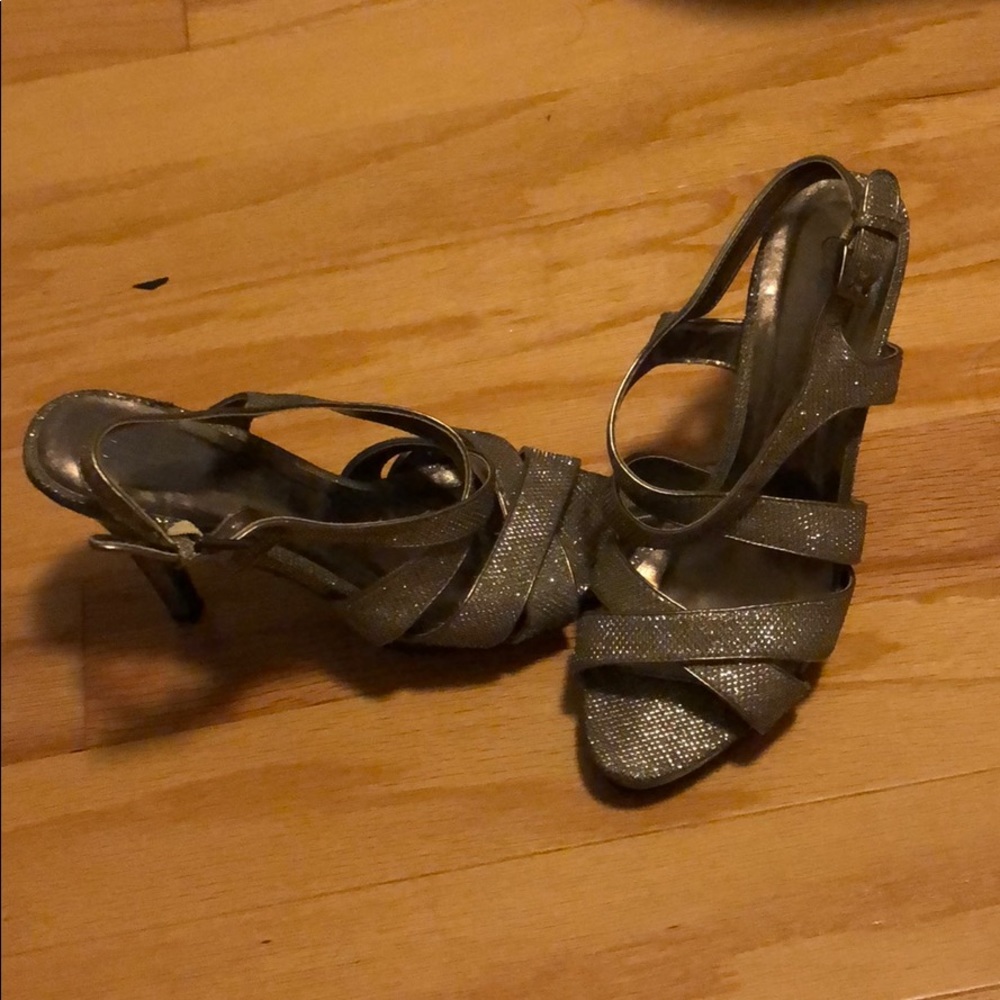 silver sparkly heels